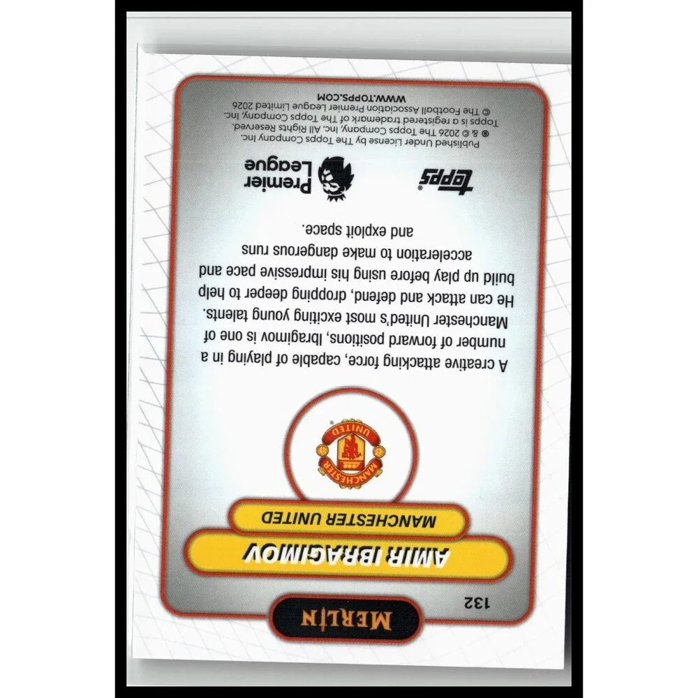 2026 Merlin Premier League Amir Ibragimov #132 Man U Mojo Refractor Rookie